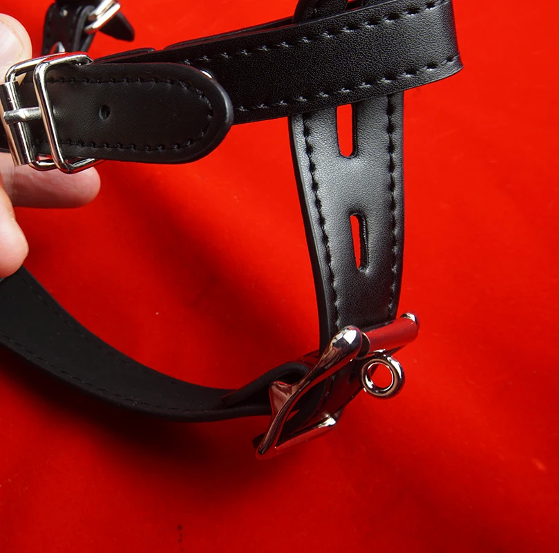 BDSM Open Mouth Gag,Faux Leather Ring Gags with Detachable Lid,Sex Toys for Couples,Bondage Restraints view 4