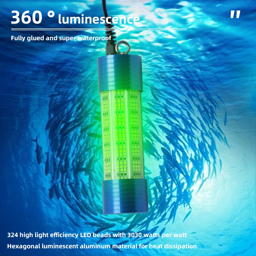 1 pc 150W 12V green underwater fishing light, fish finder light, freshwater and saltwater night fishing light