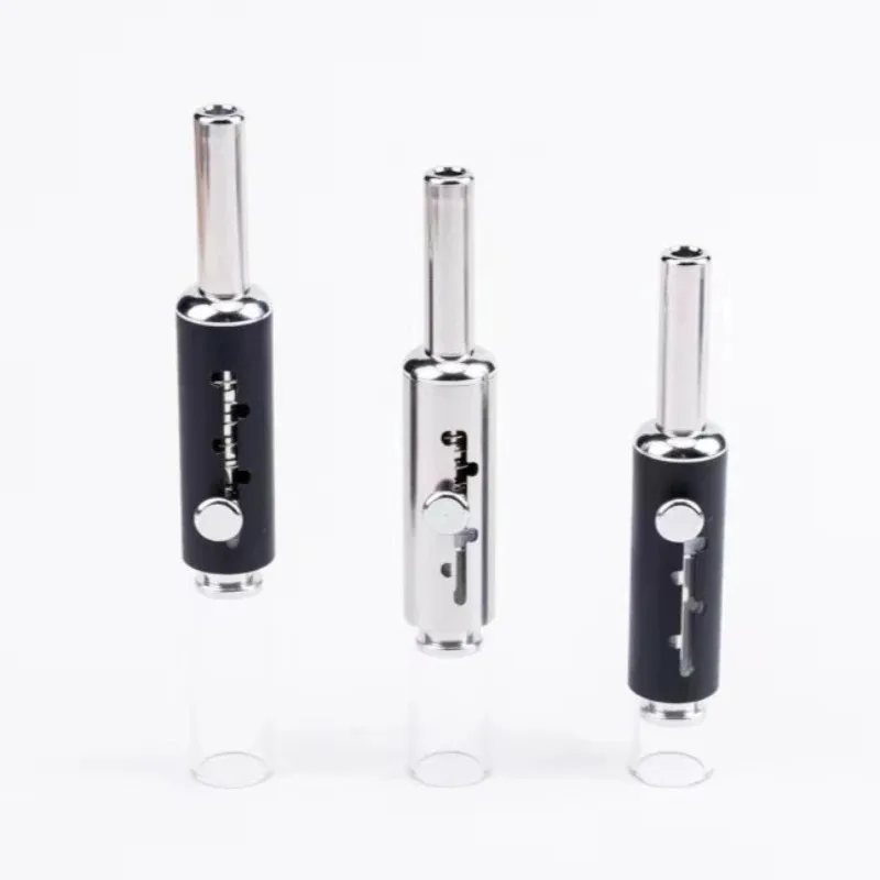 

Portable Retractable Piston-Type Glass Dry Herb Pipe Adjustable 5-Temp Smoking Pipe with Replaceable Filters Easy-Clean Design
