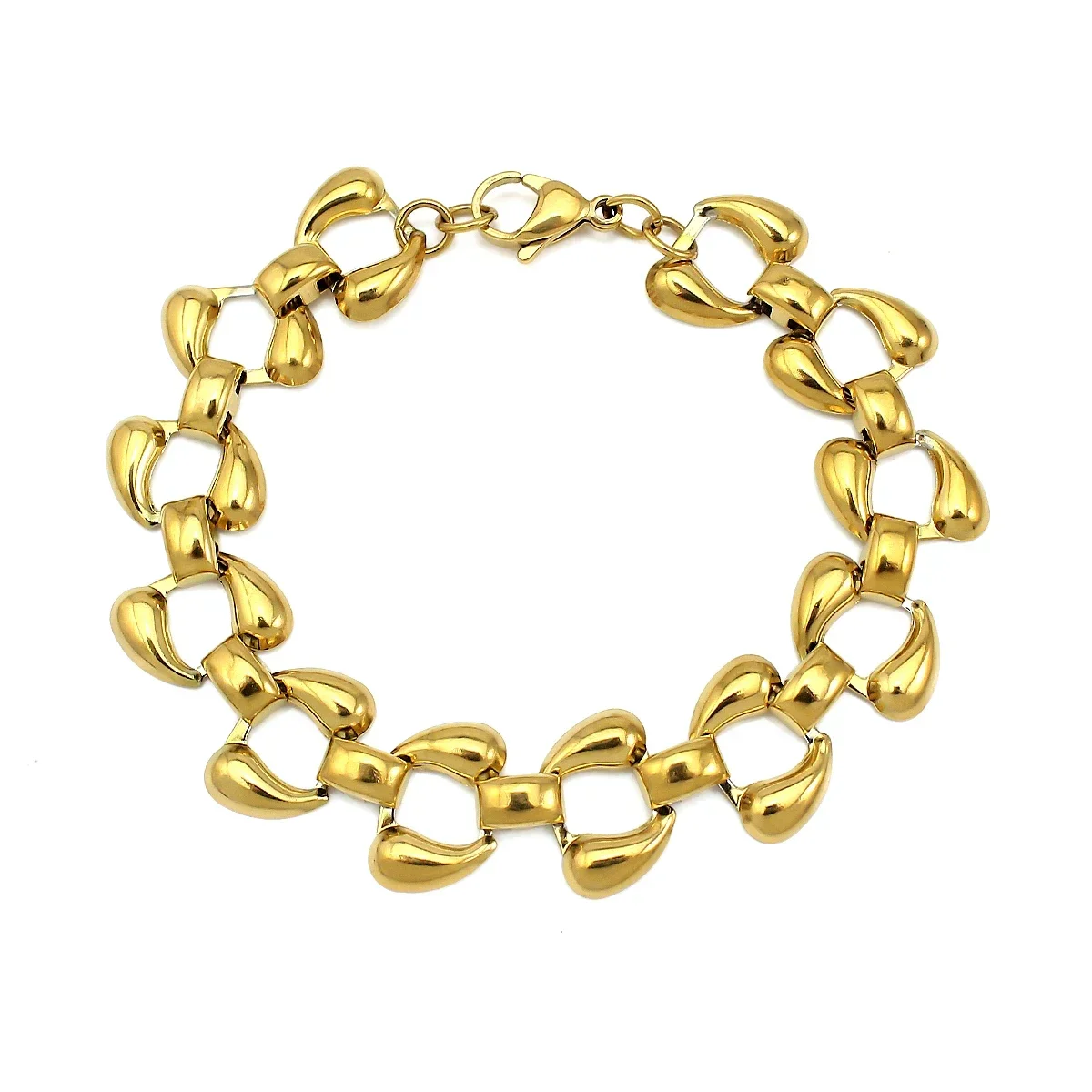 Unique and Novel parallelogram Bracelet Female 18K Plated Gold Charms Bracelets Chunky Chain Bangles Jewelry Christmas gifts