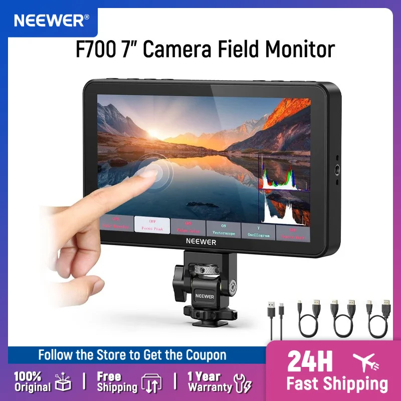 NEEWER F700 7' Camera Field Monitor, 4K HDMI Loop In/Out with Peak Focus DSLR Video Assist HDR Waveform, Cold Shoe Mount