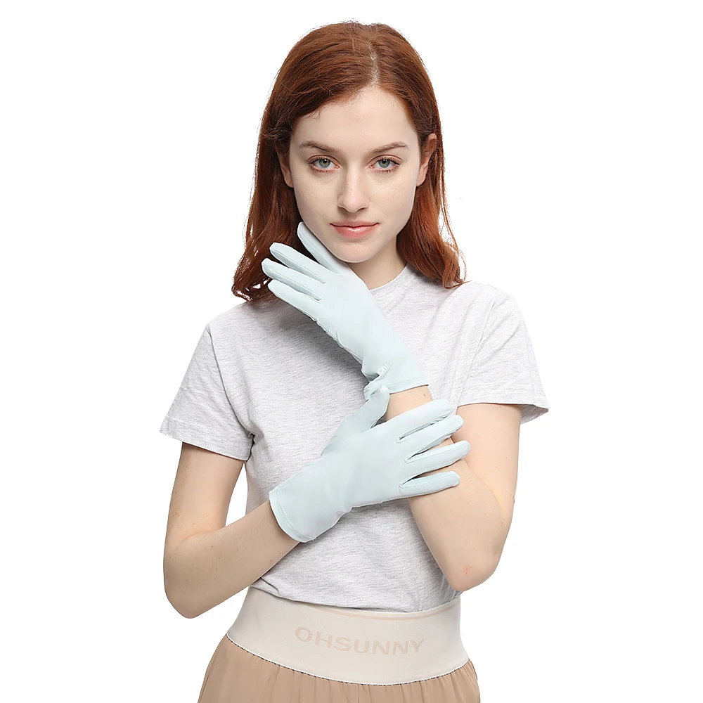 OhSunny Spring Summer Breathable Sun Protection UPF50+ CoolChill Fabric Hand Protector Half Finger Gloves For Driving Cycling