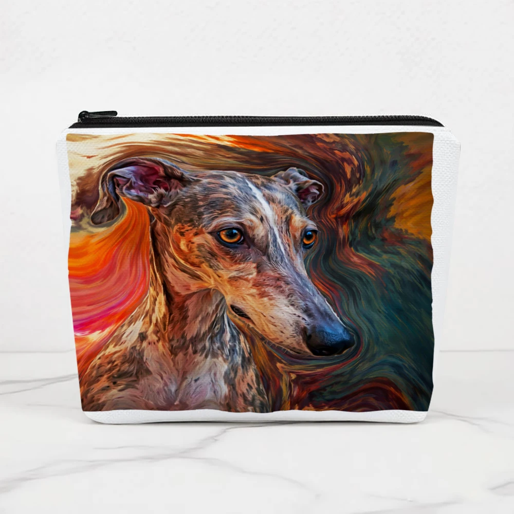 Colorful Greyhound Artistic Portrait Design Makeup Bags for Girls Cosmetic Pouch Toiletry Bag Pencil Case Travel Storage