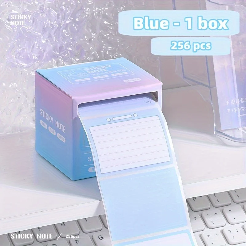 256 قطعة/صندوق ملاحظات لاصقة محاصر، ملاحظات لاصقة قابلة للتمزيق بالكامل، 8 تنسيقات، مثالية لملصقات الاستخدام المكتبي والمنزلي