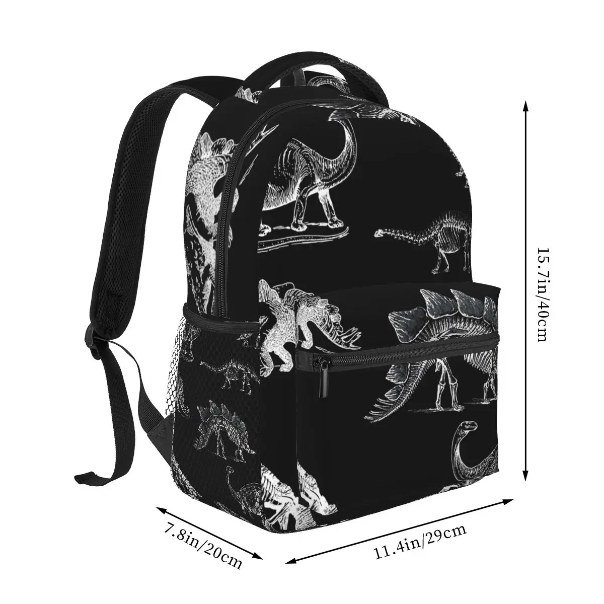 Vintage Museum Dinosaurs And Skeletons X-Rays On Black Backpacks Boys Girls Bookbag School Bags Kids Rucksack Shoulder Bag