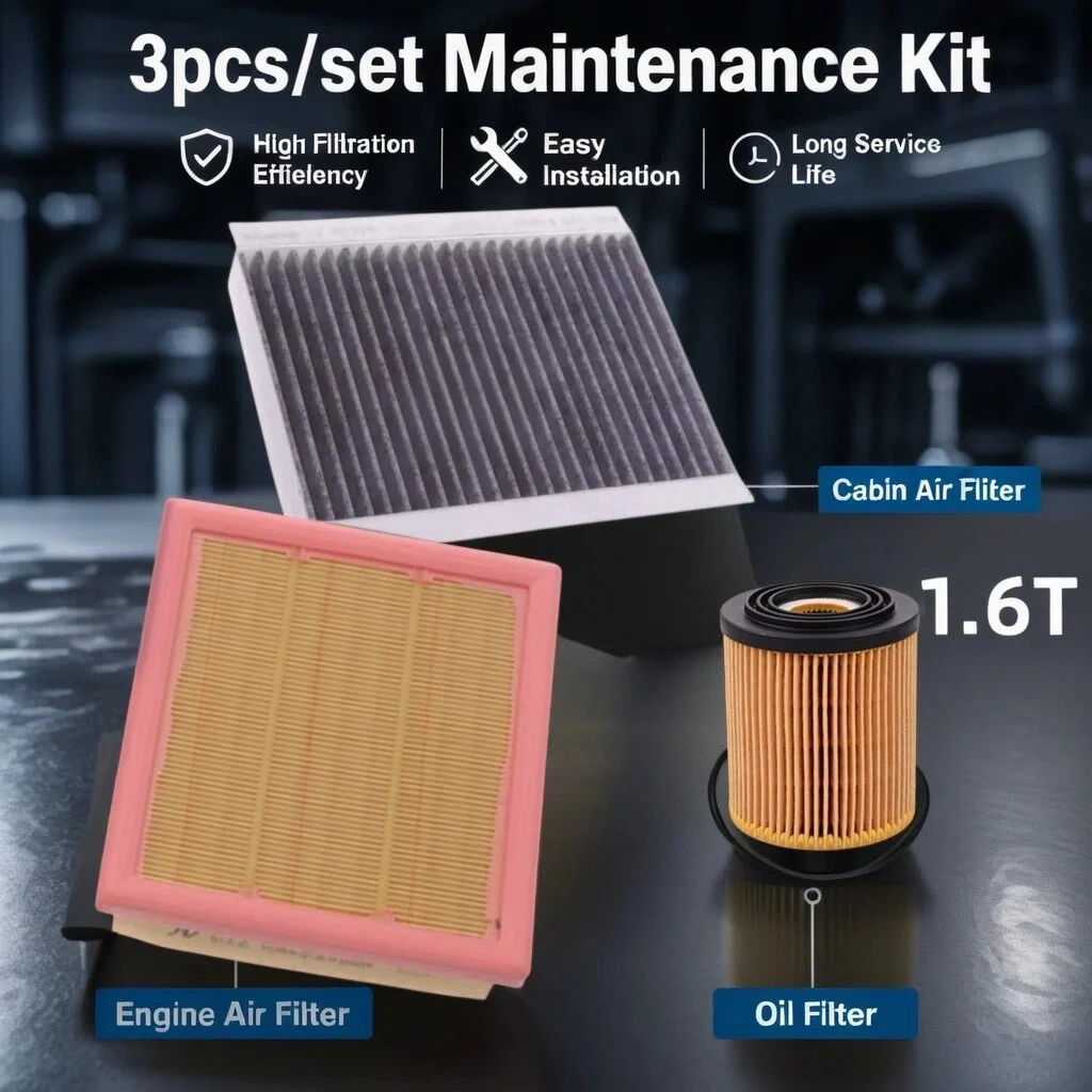 3pcs Filter Set For 1.4 1.6T FIAT 500X JEEP RENEGADE BU COMPASS 2014 2015 2016 2017 2018 AC Cabin Air Oil Filter Kit Accessories