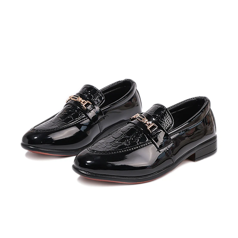 Chaussures plates noires classiques pour garçons, chaussures formelles à bout pointu, chaussures en cuir à fond souple, Style britannique, printemps-automne 2025