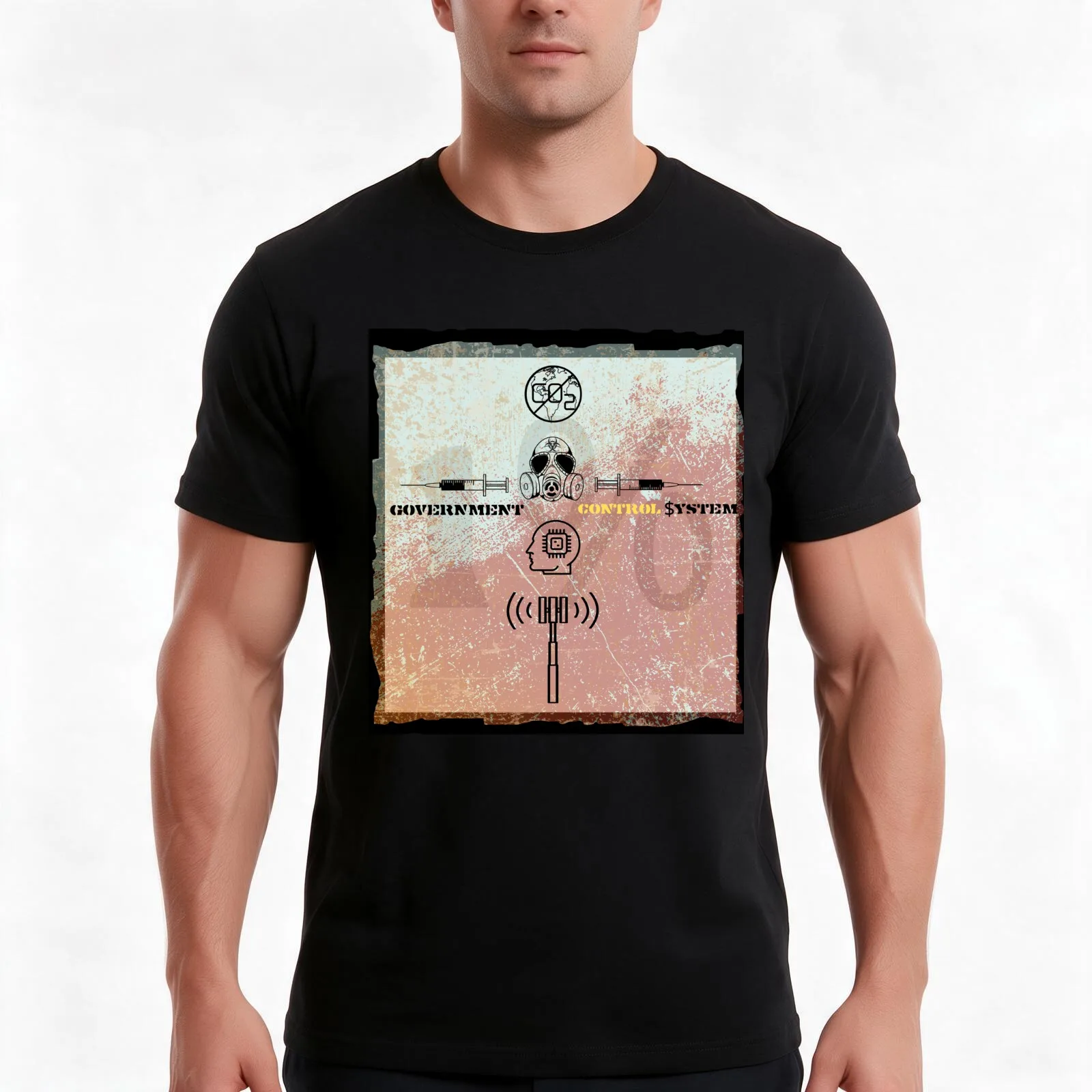 Conspiracy Anti-Establishment Cross Graphic Print (Vintage) T-Shirt Summer Casual Cotton Tee Oversized Streetwear Tops