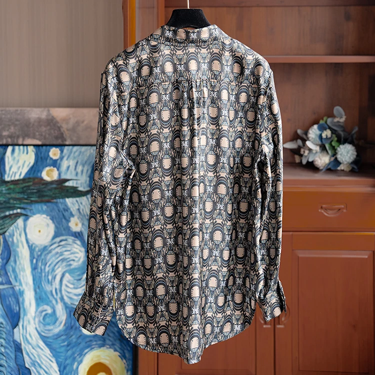 Old Money Aesthetic Women Shirt Vintage Print Luxury Brand Design Women Shirts 2025 Spring Long Sleeve Elegant OL Blouse camisas