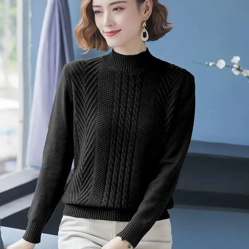 2024 NEW Spring Autumn Women Pullovers Sweater Women Loose Thick Cashmere Wool Knitted Sweater Mother Jumper Knitting Tops