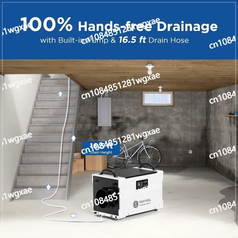 Commercial Dehumidifier with Pump and Drainage Hose, Tracked Space Dehumidifier Basement