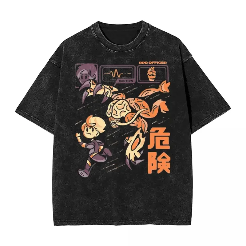 Residents Evils Biohazard 3 T Shirt Washed Short Sleeve Harajuku T-Shirts Horror Game Fashion Men Women Tops Graphic Tops Tees