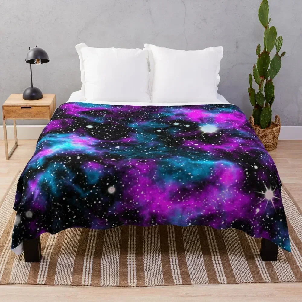 

Purple and Blue Galaxy Throw Blanket Multi Purpose Soft Warm Blanket for Home Travel