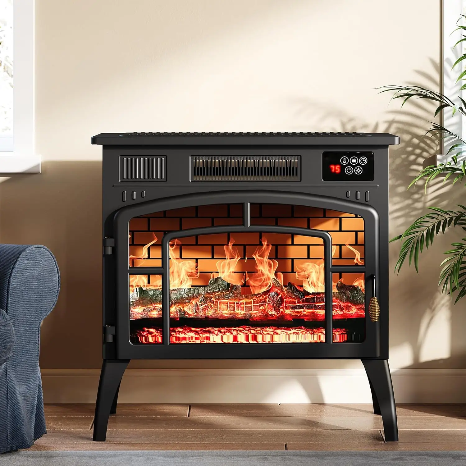 

Electric Fireplace Heater for Living Room and Bedroom with Realistic Flame Effect, Infrared Heating, and Overheating Safe Design