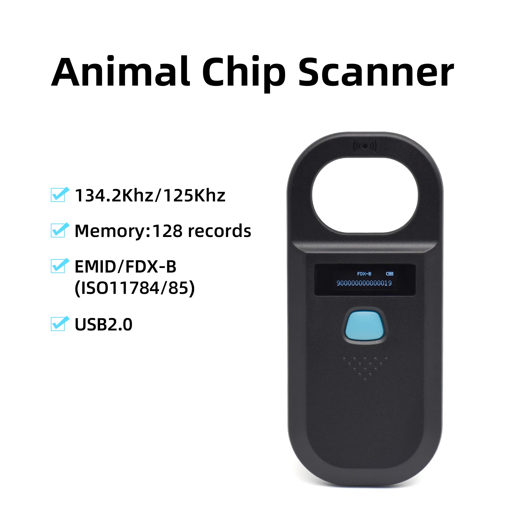 Pet ID Chip Digital Scanner USB RFID Dog Cat Animal Handheld 134.2KHz Identification Tag Card Reader Chip 125Khz EMID FDX-B