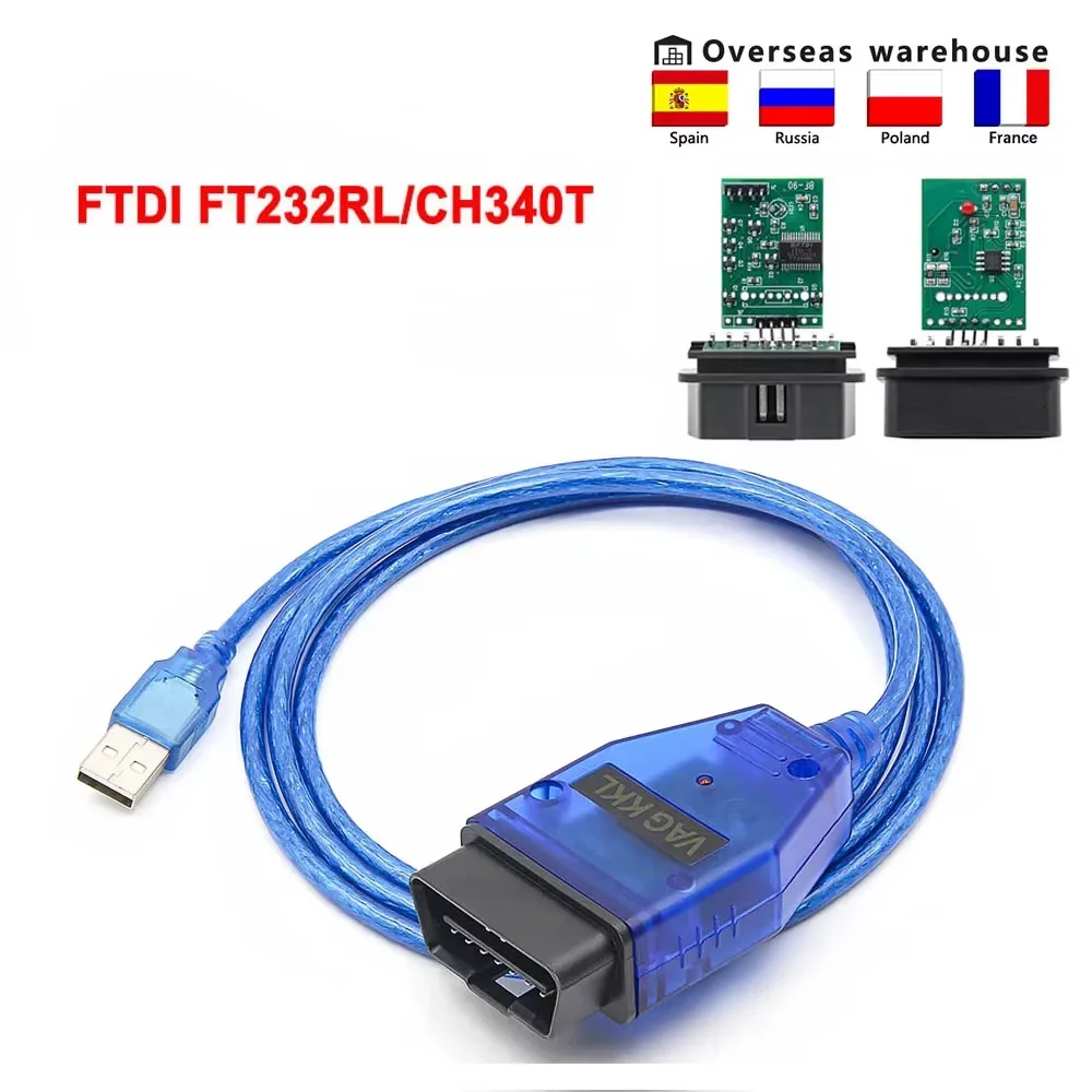 

Диагностический кабель-сканер VAG 409.1 KKL COM с FTDI FT232RL CH340T OBD2 USB для автомобилей, оригинальный инструмент для диагностики.