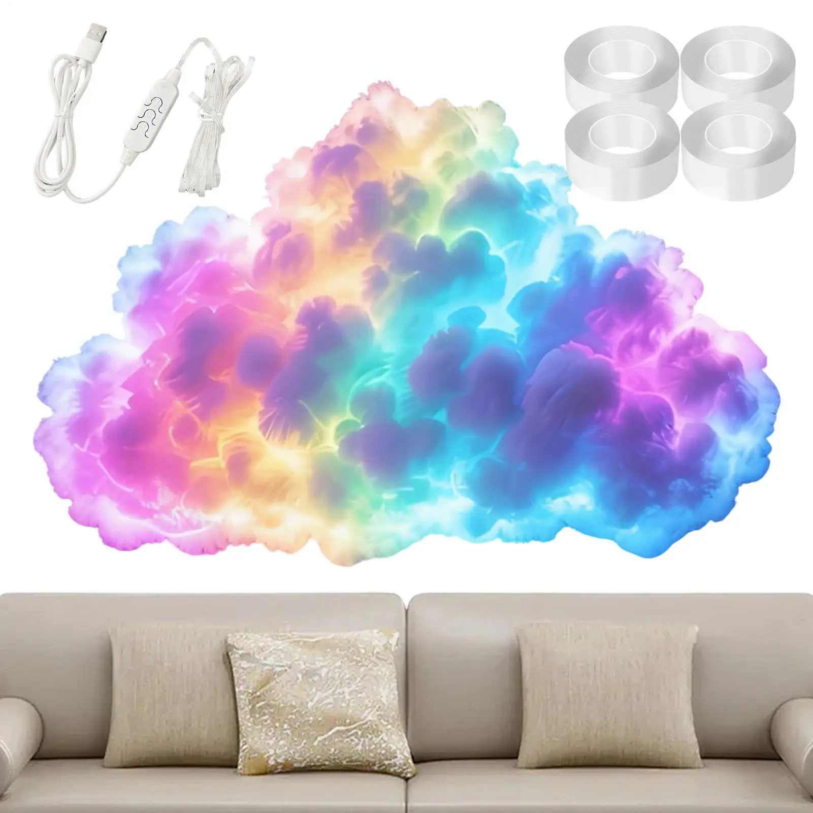 Thundercloud-Lámpara LED USB Thundercloud, conjunto de decoración, luz de música ambiental para escritorio, techo, dormitorio, sala de estar y oficina