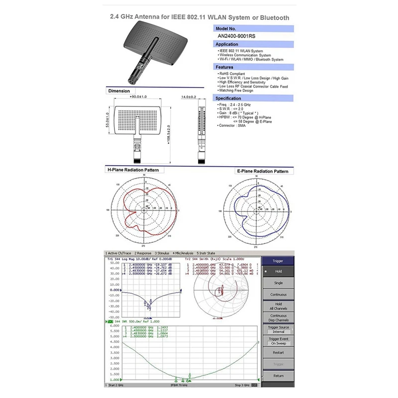1 Stück 2,4g WLAN-Antenne 8dbi Richtungs feld Antennen radar form für drahtlosen Router Signal verstärker (a)