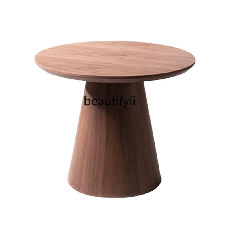 Italian Small Apartment Coffee Table Simple Walnut Combination round Nordic Living Room Silent Style Side Table