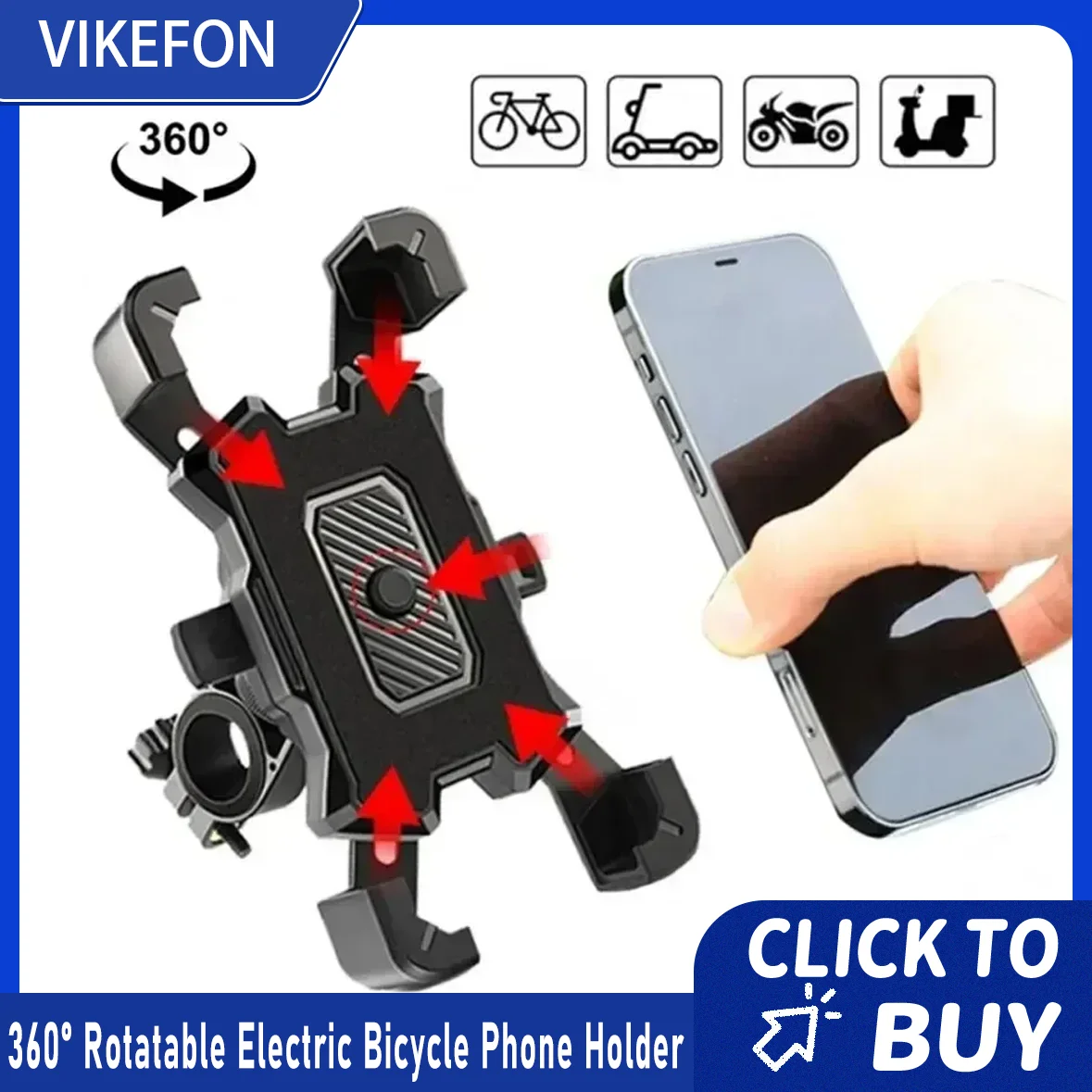 

2025 Motorcycle Bike Phone Mount 360° Rotatable Phone Holder for Mountain Bike Moto Motorcycle Stand Bracket Non-slip Cycling