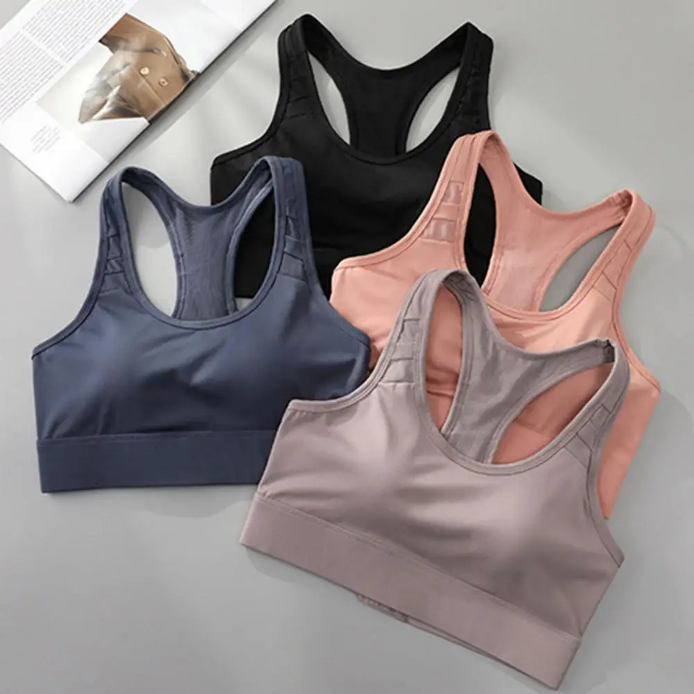 Women Racerback Sports Bra High Impact Padded Supportive Bra Wireless Gym Active Yoga Bra for Workout Running No Pad Shifting Sp