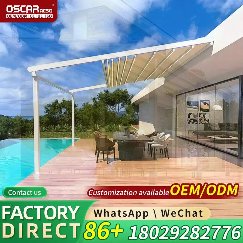 

Custom Size Retractable Balcony Sunshade Anti glare Sun Umbrella for Patio Garden Beach Retractable Canopy Pergola