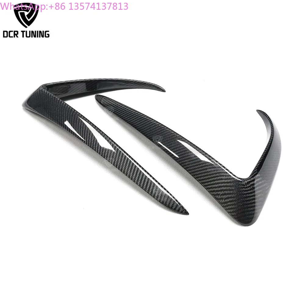 

For Tesla Model 3 Dry Carbon Fiber Front Canards Trim Exterior Bumper Splitter Protect Cover Glossy Black Fog Light Trim