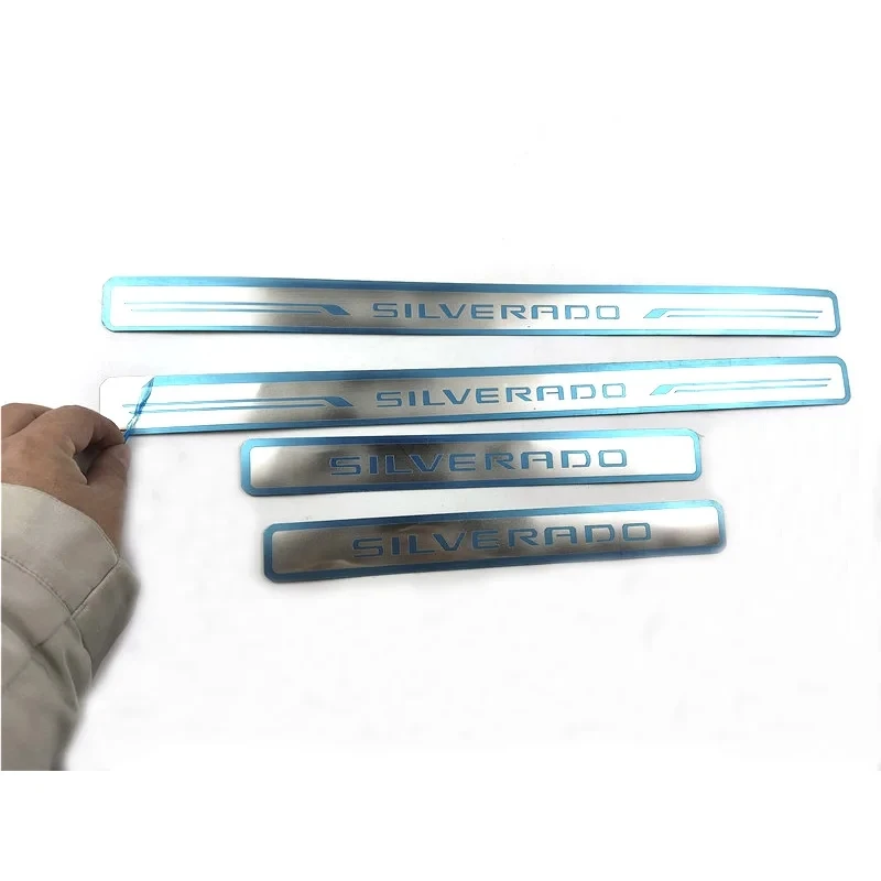 4PCS/Lot Stainless Steel For 2016-2022 Chevrolet Chevy Silverado Ultra-thin Auto Car Door Sill Scuff Plate Pedal Cover