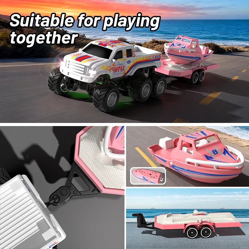 Jjrc nova iluminação legal mini liga off-road captador meninos carro de controle remoto brinquedo reboque brinquedo iate