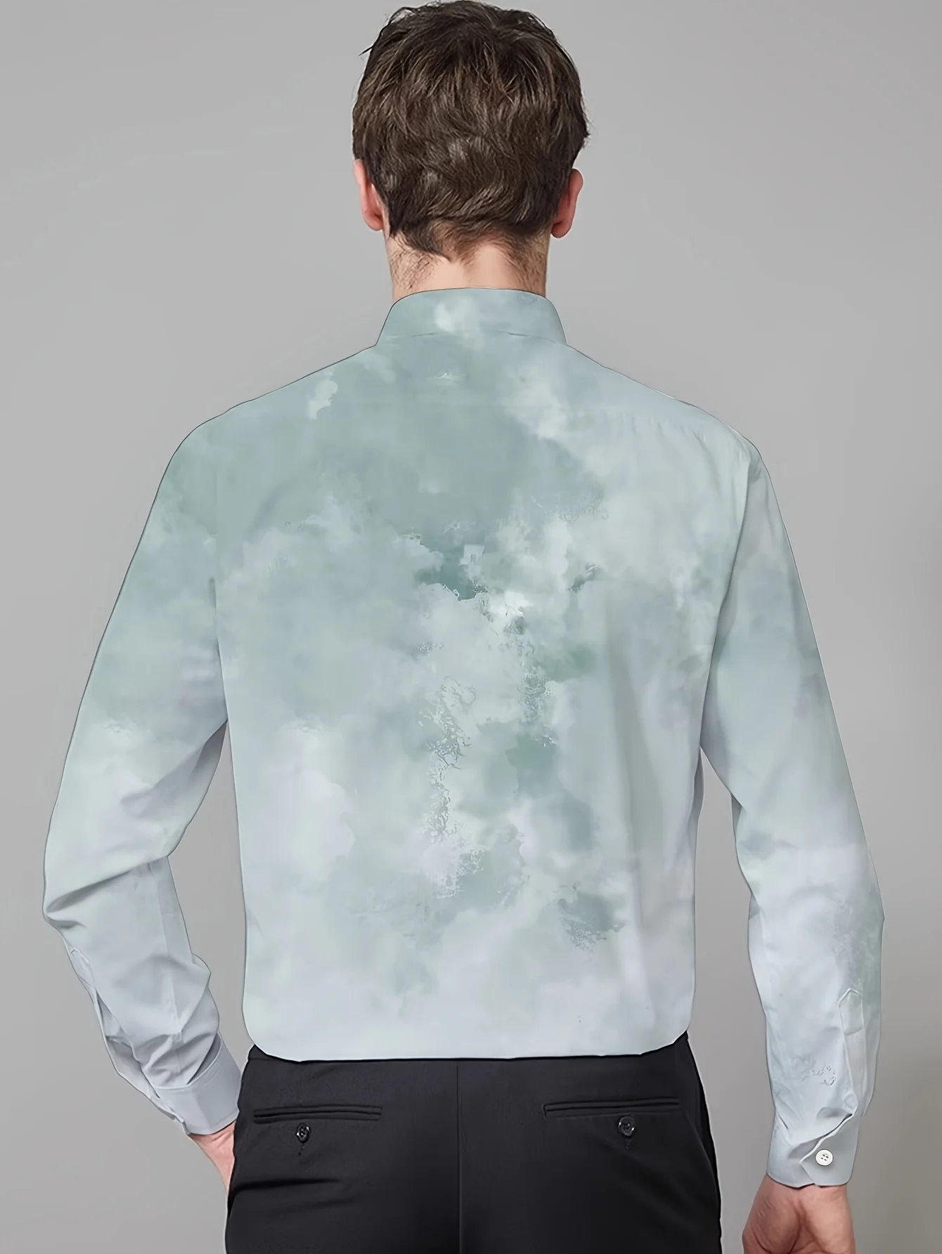 Men'S Stylish Dopamine Print Long-Sleeve Shirt , Button-Up, Regular Fit, All-Season Wear, Casual Attire