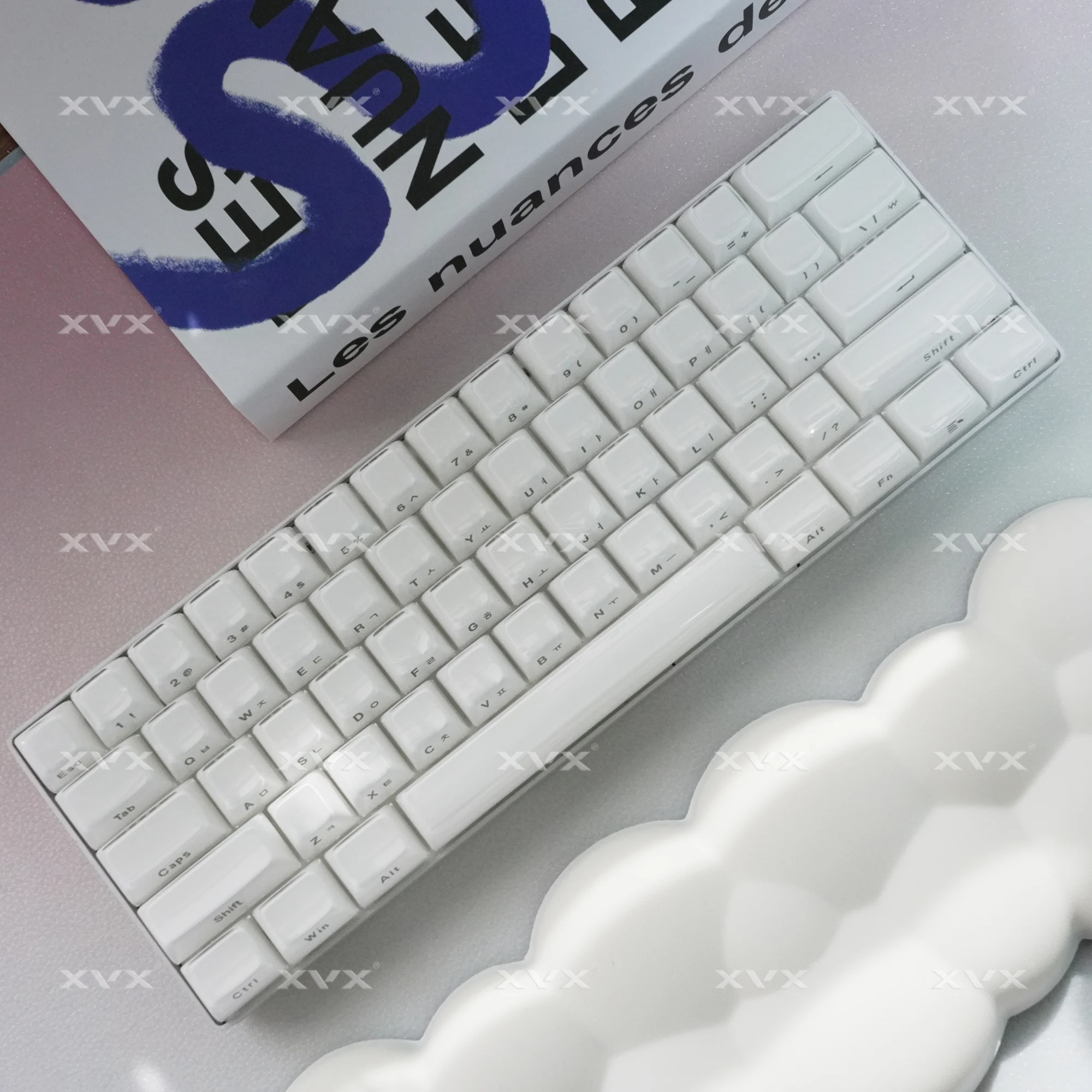 

QBYI Russian/Korean/Arabic White Jelly Keycaps 113 Keys Ice Crystal Pink OEM Profile Keycap for Cherry MX 75 keyboard