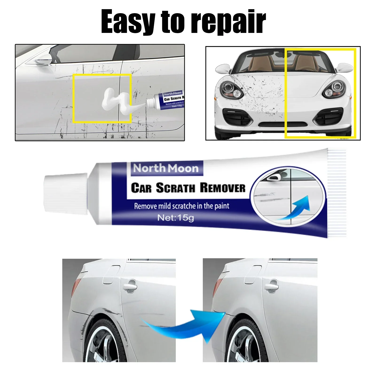 Rayhong Car Scratch Remover, Demarking Abrasives Polishing Paint Retouching Paint Scratches Wax Scratches