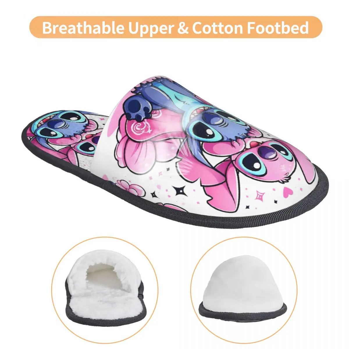 Stitch With Angel Love Winter Plush Slippers Bedroom Cute Cartoon Koala Soft Memory Foam Slippers Anti Slip