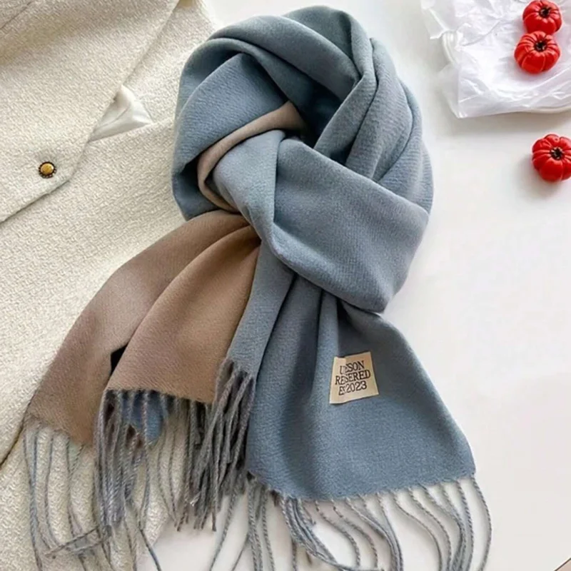 Korean fashion Scarves Solid Color Scarf Pashmina Feel Shawls And Wraps For Evening Dresses Women Fall Winter Blanket Large