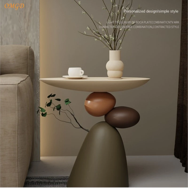 OMGD Wind Coffee Table Living Room New Small House Cream Wind Light Luxury Table Senior Sense Sofa Side Table Practical News