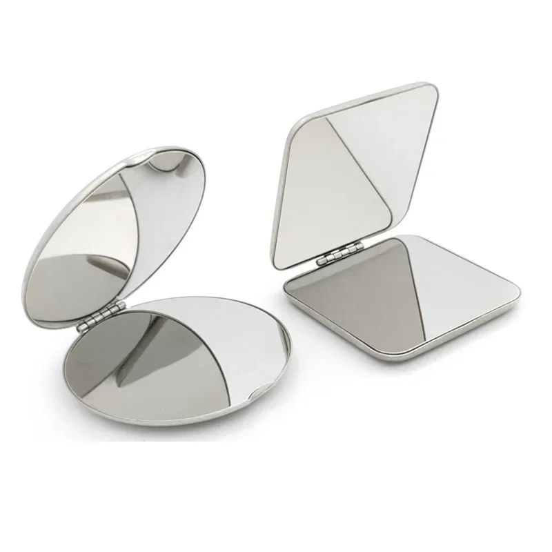 

1pcs Portable Women Stainless Steel Makeup Mirror Hand Pocket Folded-Side Cosmetic Make Up Mirror Small Various Shapes