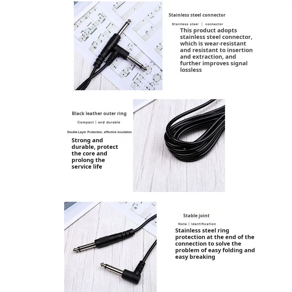 ABS Noise Reducing Bass Cable For Stage And Studio Performance Reliable And Long-lasting Stainless 1.5m