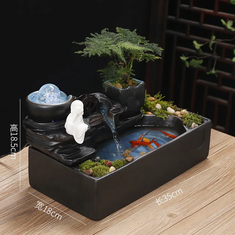 Ceramic Cat Water Fountain, Indoor Decor, Zen Drinker for Pet, Desktop Waterfall, Extravagant Ornaments, Spray Landscape, Pet