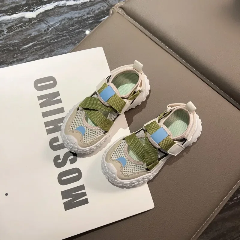 

Children Sports Sandals Mesh Breathable Kids Casual Shoes Non-slip Soft Bottom 2025 Summer New Boys Girls Tennis Shoes Trendy