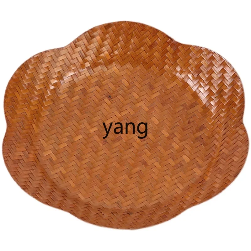 

LTT Bamboo Products Handmade Bamboo Braided Refreshment Tray Japanese Pastry Tray Creative Tray Small Saucer