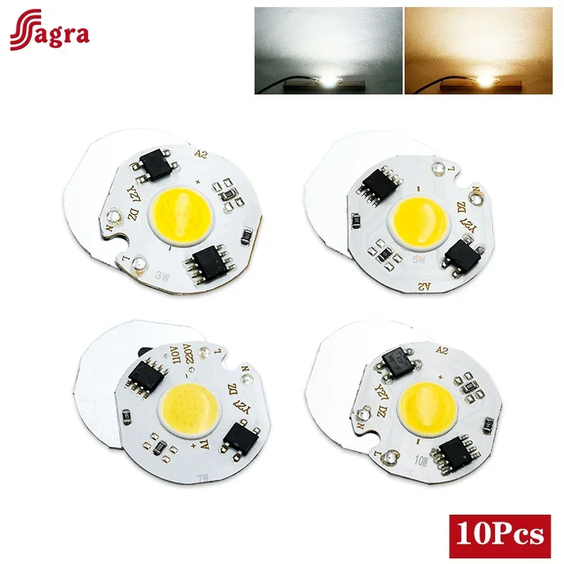 10Pcs/lot COB LED Chip 3W 5W 7W 10W Cold Warm White No Need Driver 220V Flood Light Beads Module Chip Diy Spotlight Floodlight