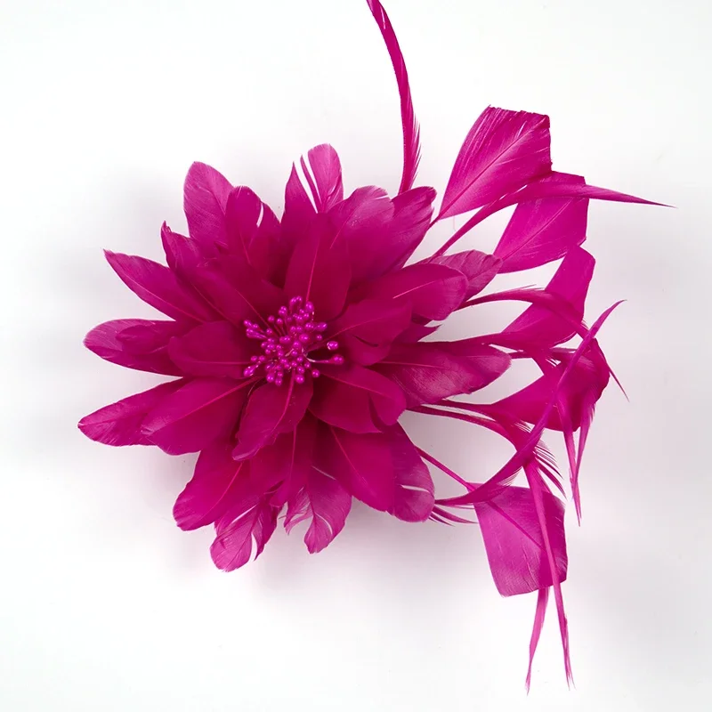 Beautiful Feather Flower Wedding Fascinator Bride Headwear Hair Pin Fashion Women Hair Accessories Cocktail Plumage Headdress