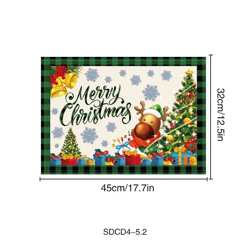 VIKAMA Santa Claus Penguin Christmas Meal Mat Waterproof and Insulated Table Mat Holiday Party Home Restaurant Table Decor Mat