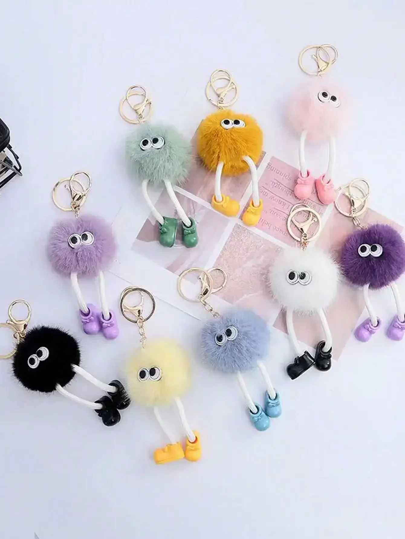 

Cute Plush Keychain for Bags Backpacks Fluffy Kawaii Bag Charm Pendant Y2K Coquette Gift for Women Girls Thanksgiving Christmas
