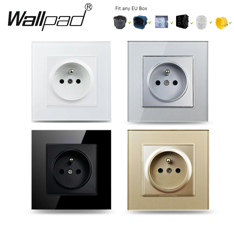 Wallpad 16A EU Standard Electrical Outlet 86 White Crystal Glass Panel Wall Power Sockets