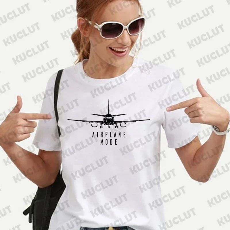 Airplane Mode Shirt for Women Clothing Travel Traveler Tee Shirts Vacation Clothes Pilot Plane T-shirts Short Sleeve Tshirts