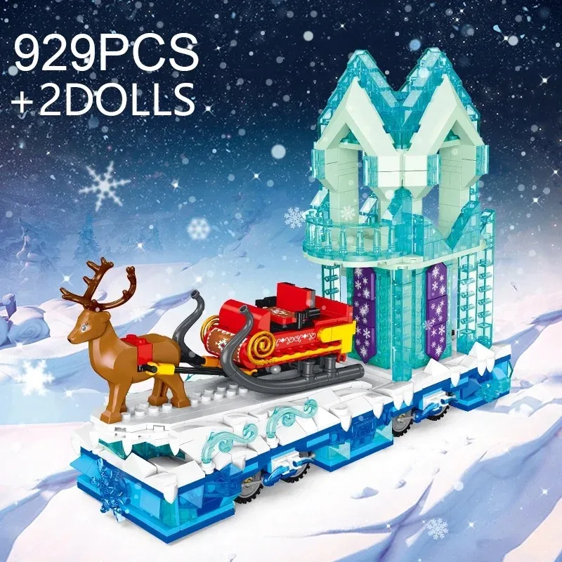

901 шт. MOC Dream Crystal Parade поплавок строительные блоки Рождественские сани с оленями модель автомобиля игрушки-головоломки для детей и взрослых Рождественский подарок