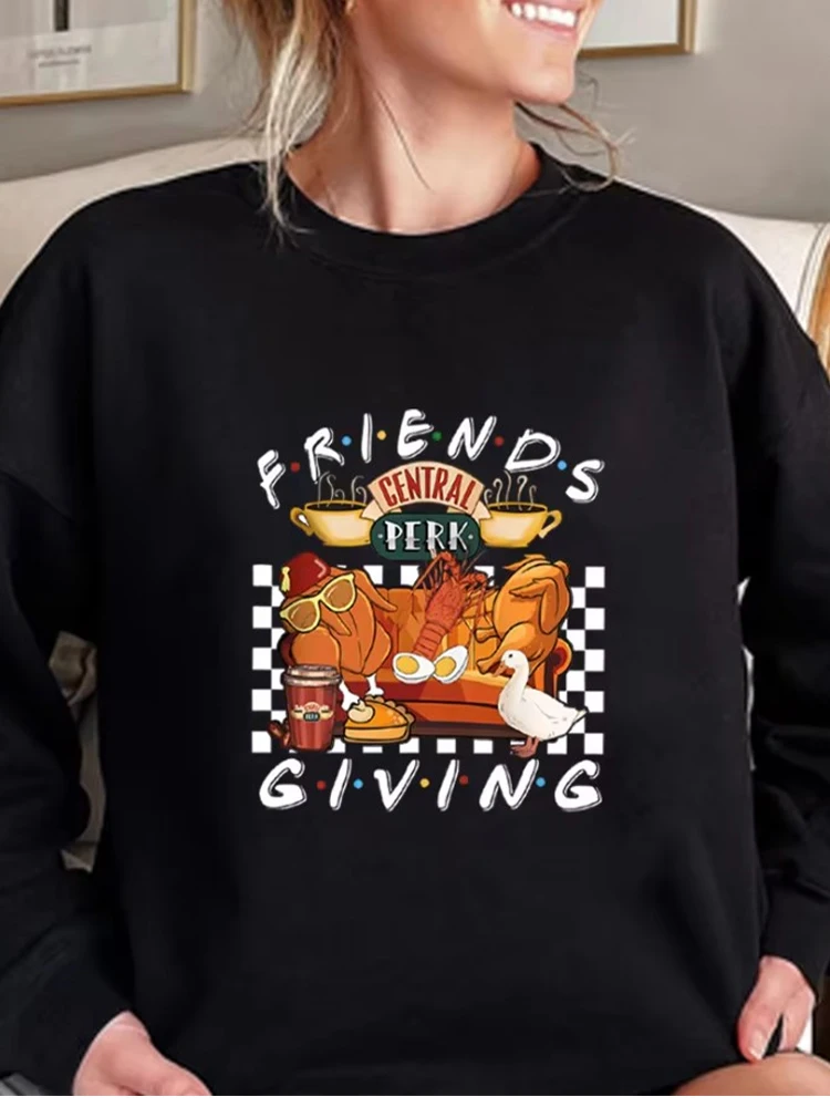 2024 Friends Turkey Sweatshirt Thanksgiving Shirt Funny Tv Show Shirts Central Park Sweater Harajuku Coffee Sweatshirts