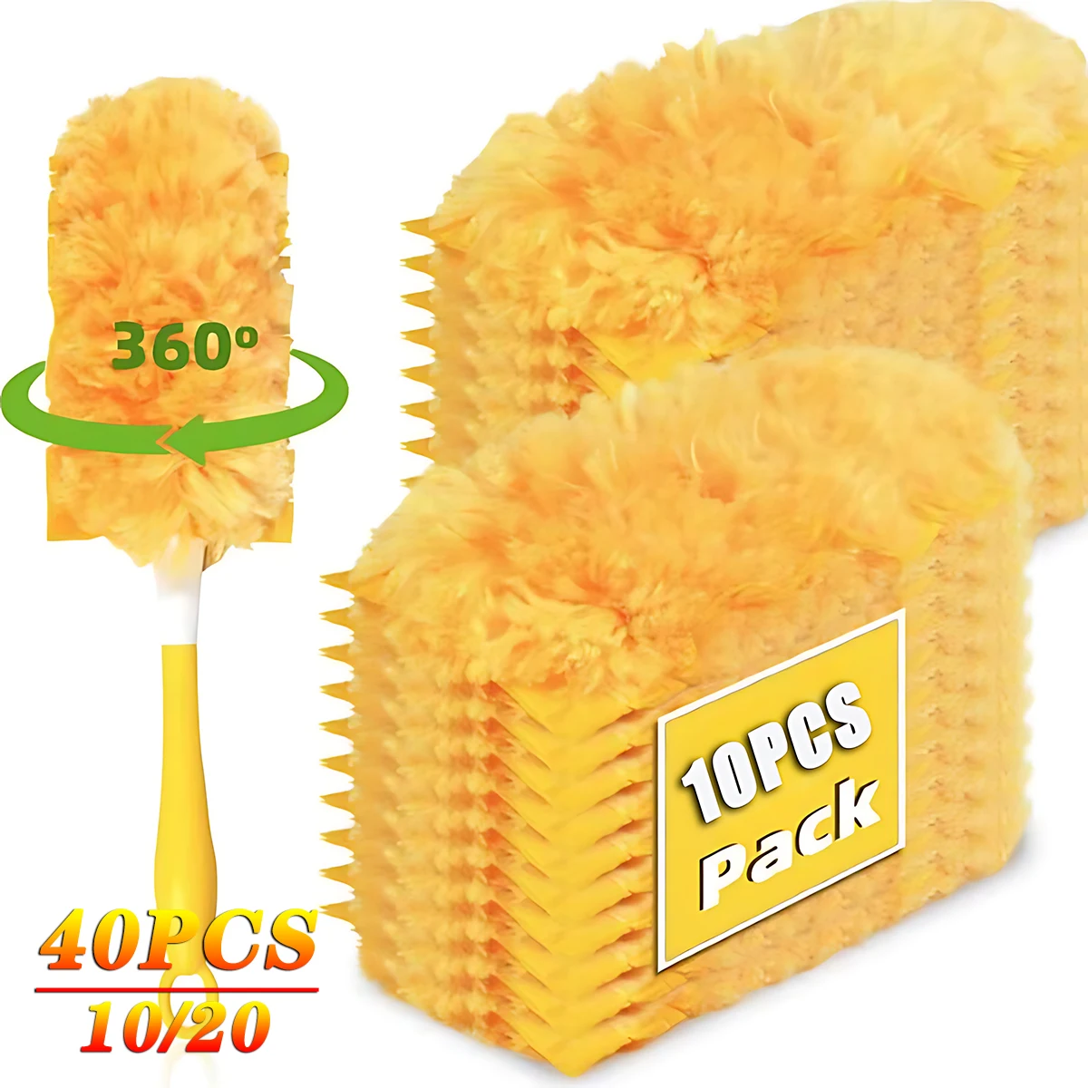 10-40PCS Dual Sided 360° Dusting Head for Cleaning Dust Cobwebs Disposable Chicken Feather Duster for Cleaning Home and Car