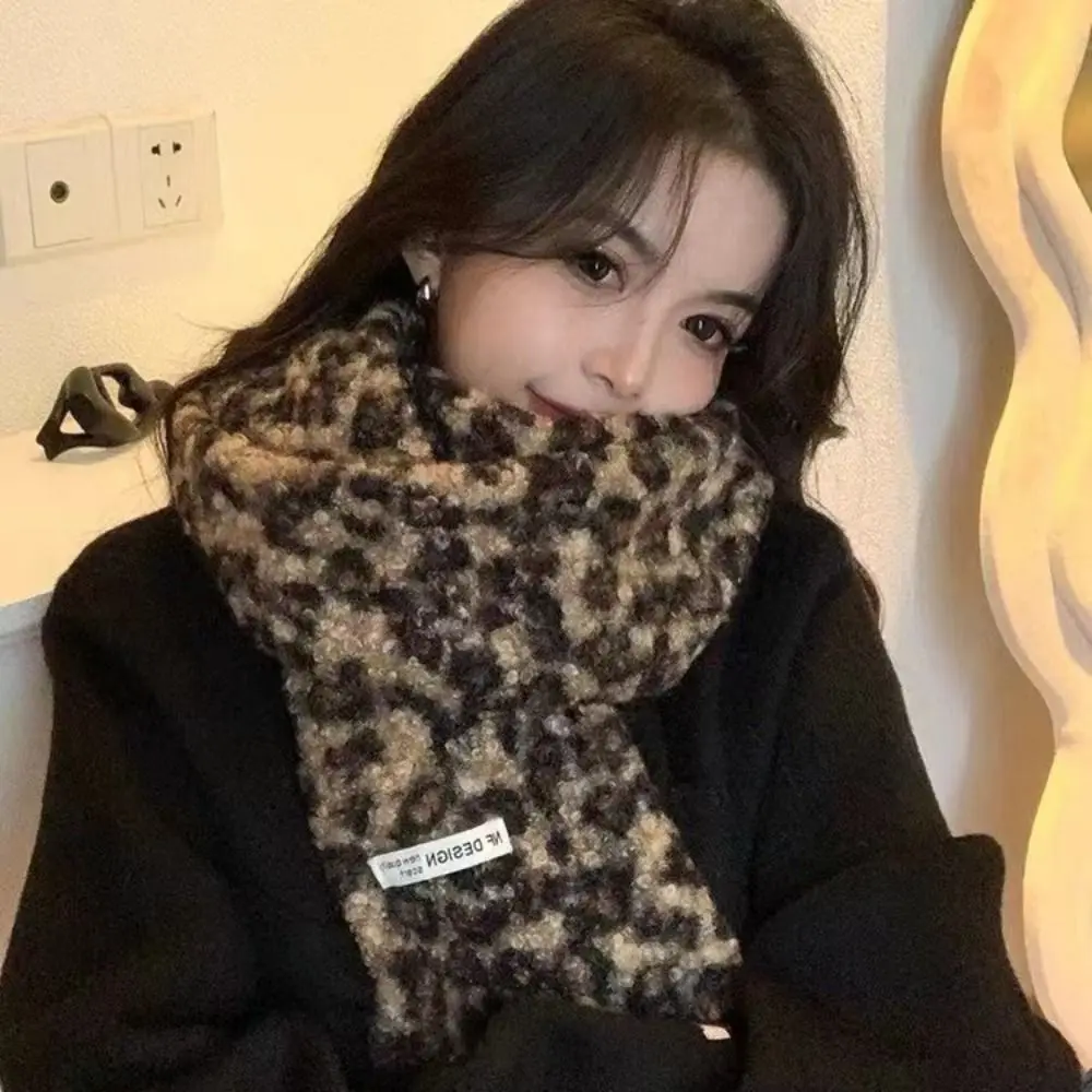 

New 180*30cm Thick Mohair Fur Scarf Fashion Winter Leopard Dot Shawl Scarf Cashmere High Quality Warmer Pashmina Women